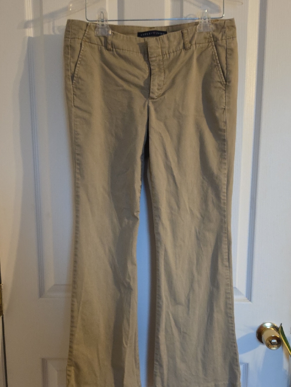 Ashley Judd Khaki Flare Wide-Leg Jeans
